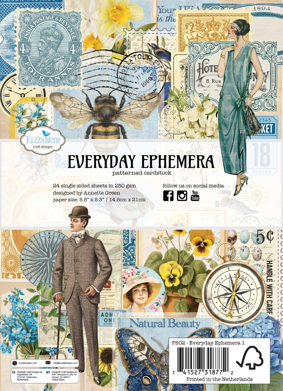 Elizabeth Craft Patterned Cardstock Pack 5.8"X8.3"-Everyday Ephemera